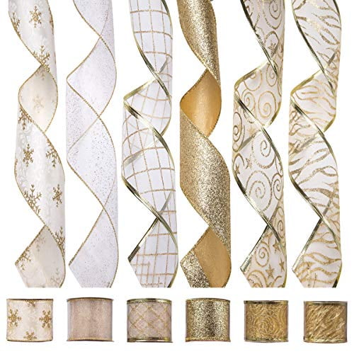 2 Roll Organza Wired Edge Christmas Ribbon Packaging Decoration Flowers Gift
